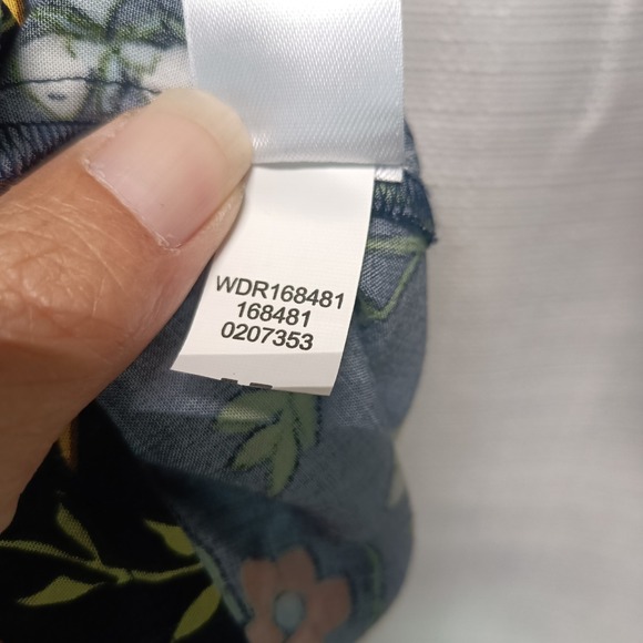 J Jill Midi Womens XL Navy Floral Tie Waist Button Front Shirt Dress Collared - Picture 8 of 9